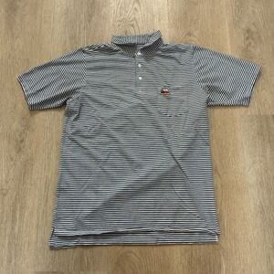 B Draddy Sport Polo Men M Blue Striped Performance Golf Westchester Country Club